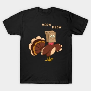 Thanksgiving Cat Fake Cat Meow Thanksgiving Turkey T-Shirt